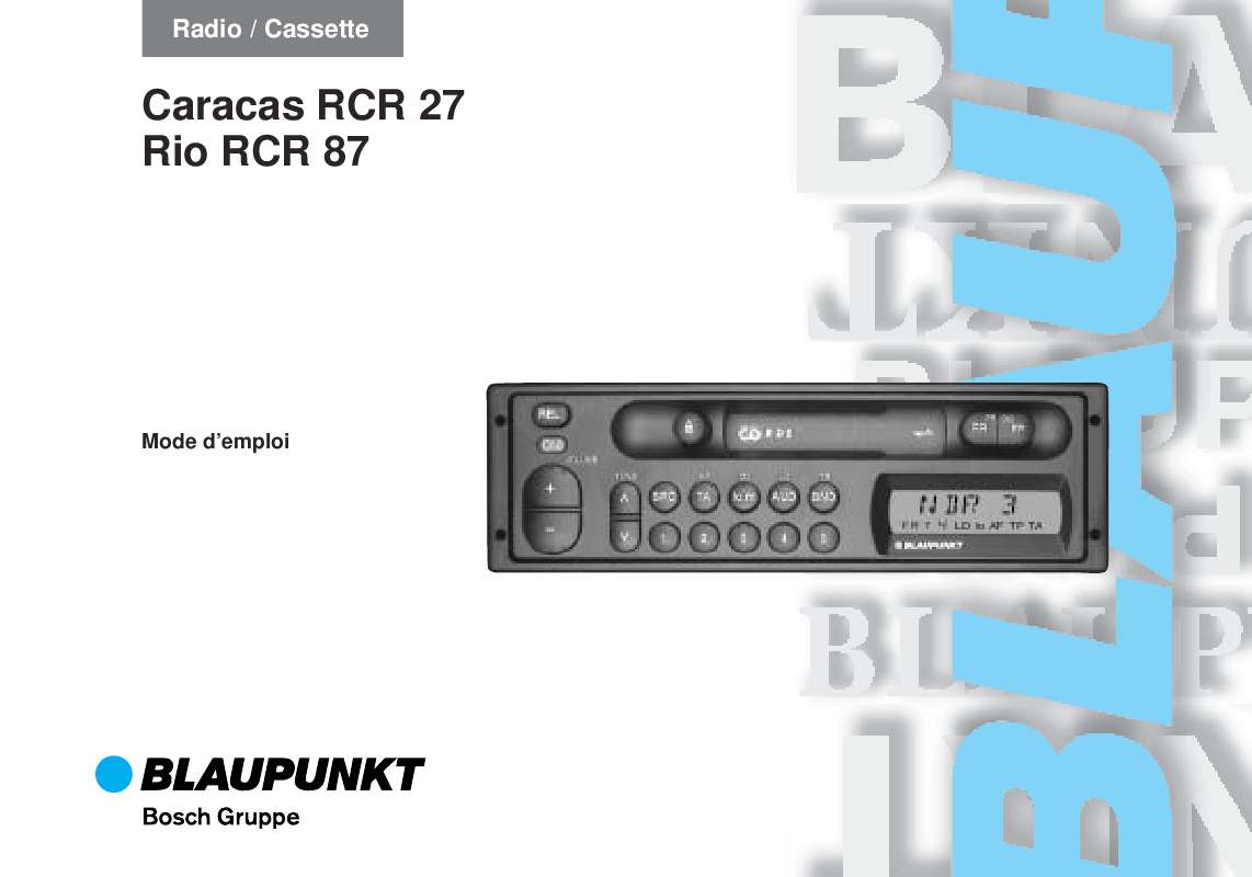 Guide utilisation BLAUPUNKT CARACAS RCR 27  de la marque BLAUPUNKT