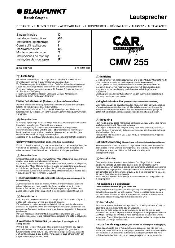 Guide utilisation BLAUPUNKT CMW 255 MIDBASS CARMAGIC  de la marque BLAUPUNKT