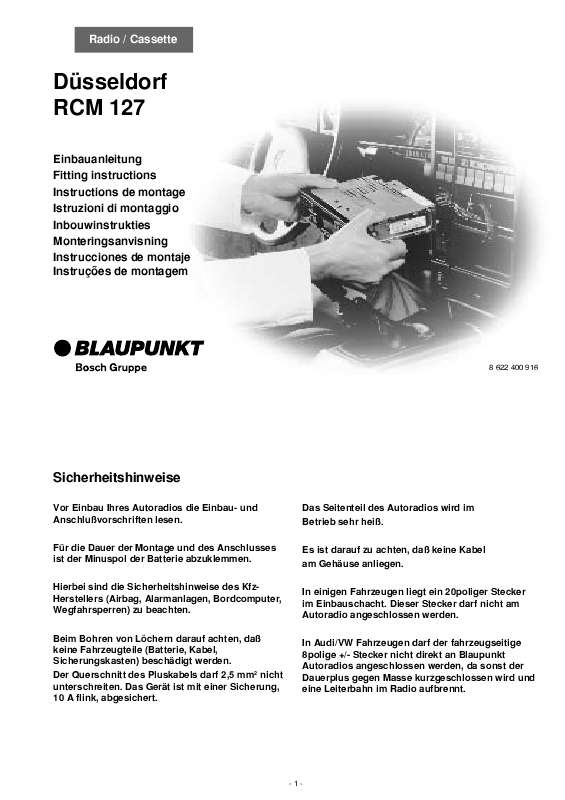 Guide utilisation BLAUPUNKT DUESSELDORF RCM 127  de la marque BLAUPUNKT
