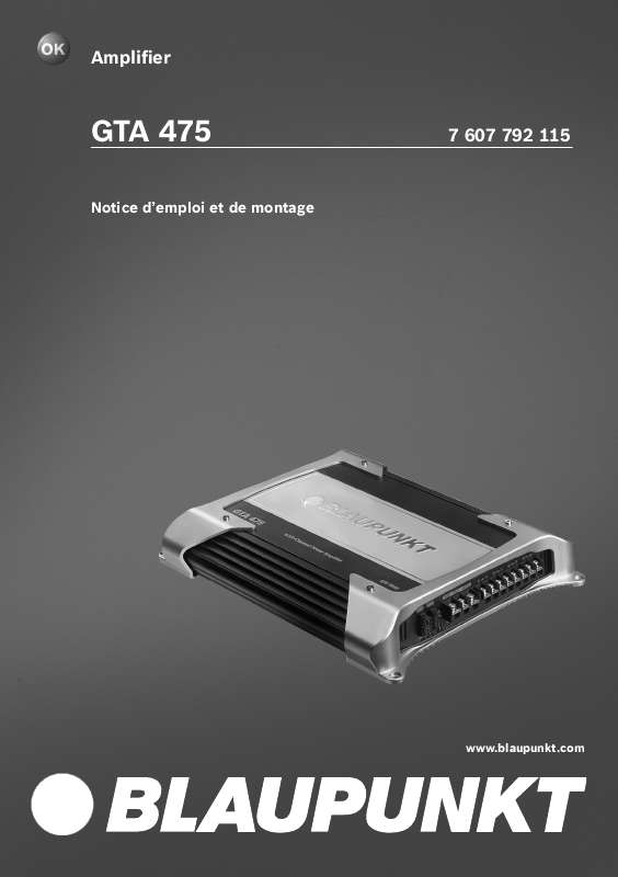 Guide utilisation BLAUPUNKT GTA 475  de la marque BLAUPUNKT