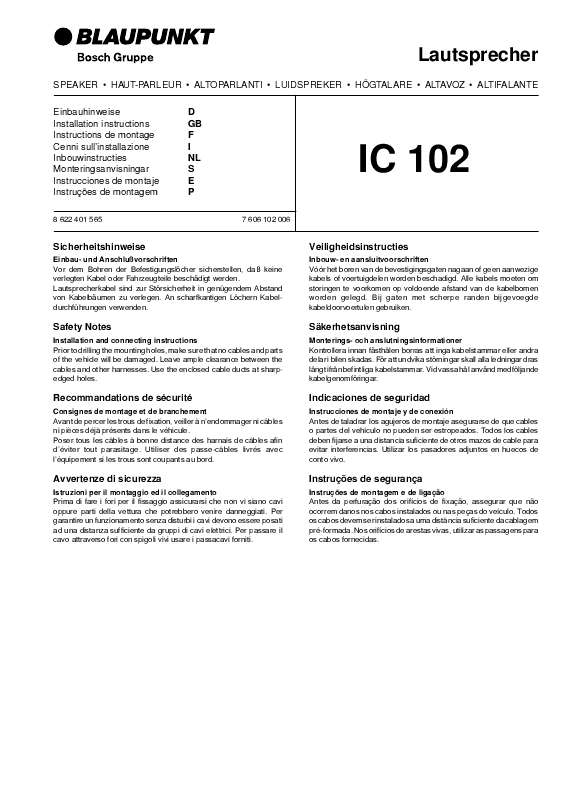 Guide utilisation BLAUPUNKT IC 102  de la marque BLAUPUNKT