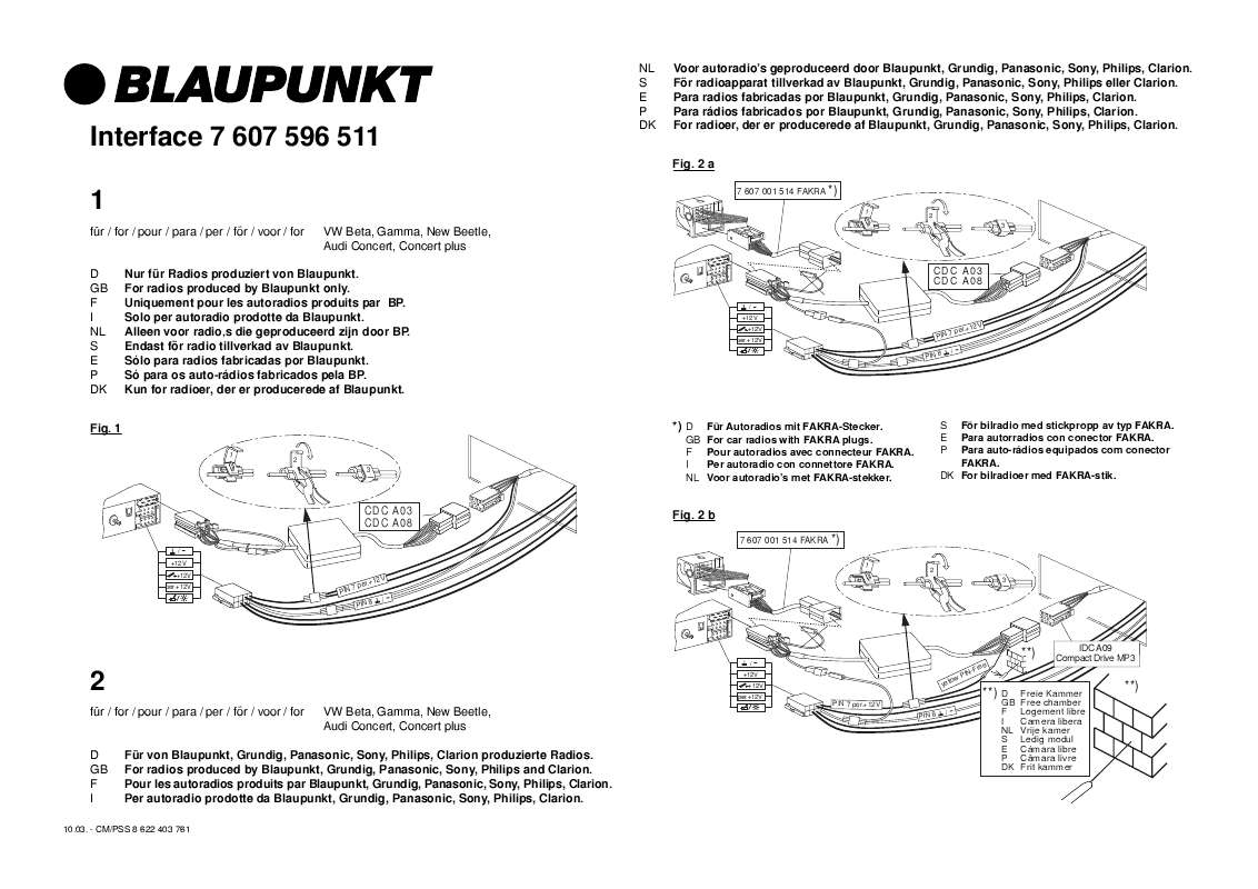Guide utilisation BLAUPUNKT IF CDCA08 IDCA09 VW AUDI  de la marque BLAUPUNKT