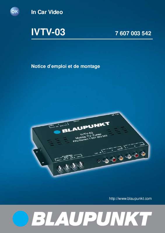 Guide utilisation BLAUPUNKT IVTV-03 PAL-MULTI  de la marque BLAUPUNKT