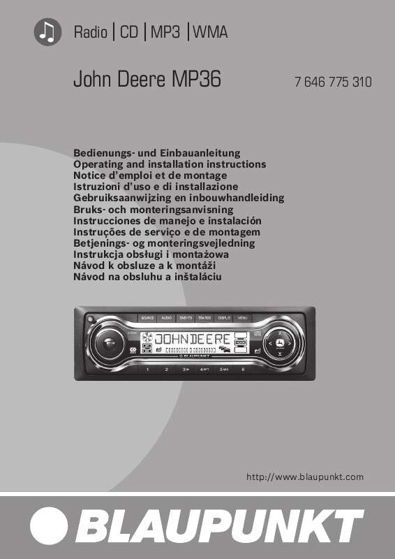 Guide utilisation BLAUPUNKT JOHN DEERE MP36  de la marque BLAUPUNKT