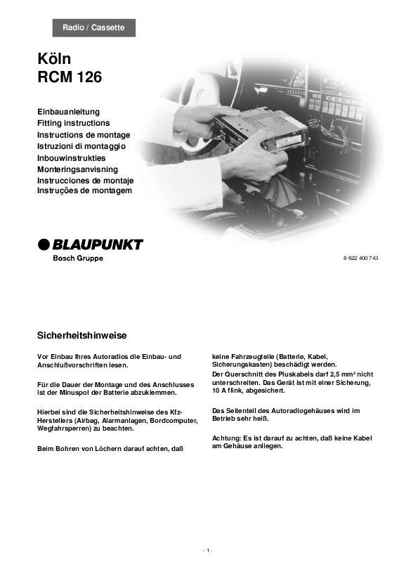 Guide utilisation BLAUPUNKT KLN RCM 126  de la marque BLAUPUNKT