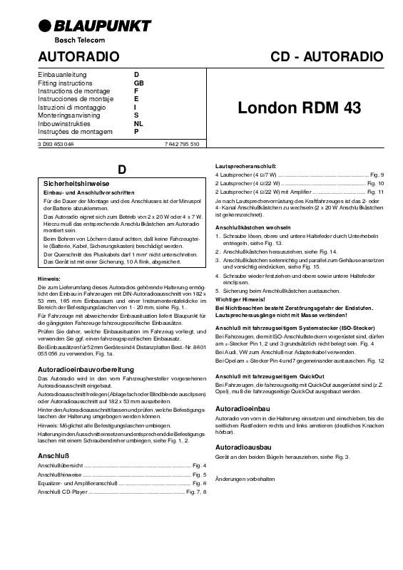 Guide utilisation BLAUPUNKT LONDON RDM42  de la marque BLAUPUNKT
