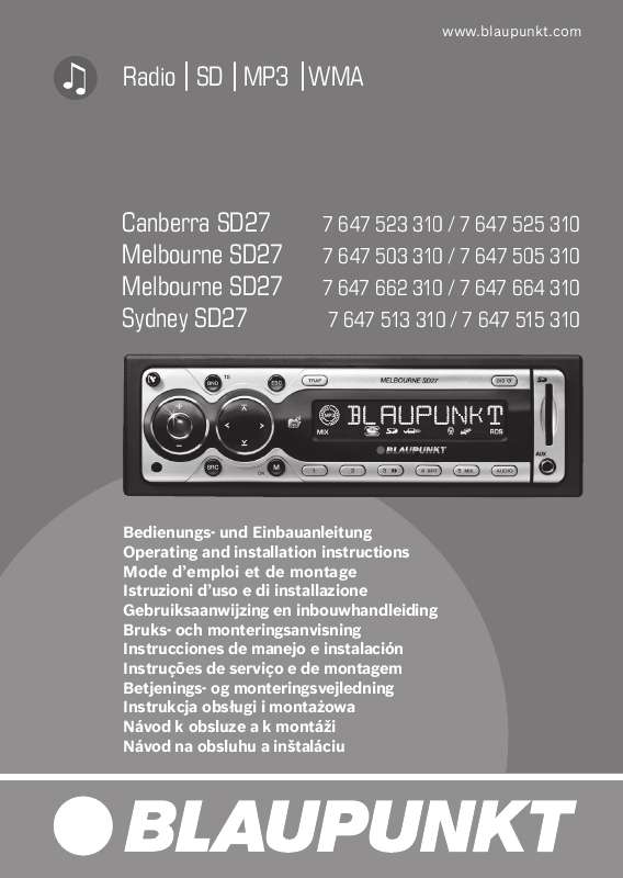Guide utilisation BLAUPUNKT MELBOURNE SD27 WHITE  de la marque BLAUPUNKT