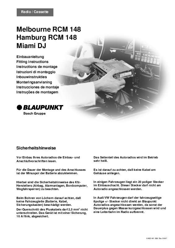 Guide utilisation BLAUPUNKT MELBURNE RCM 148  de la marque BLAUPUNKT