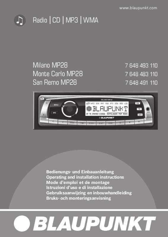 Guide utilisation BLAUPUNKT MILANO MP28  de la marque BLAUPUNKT