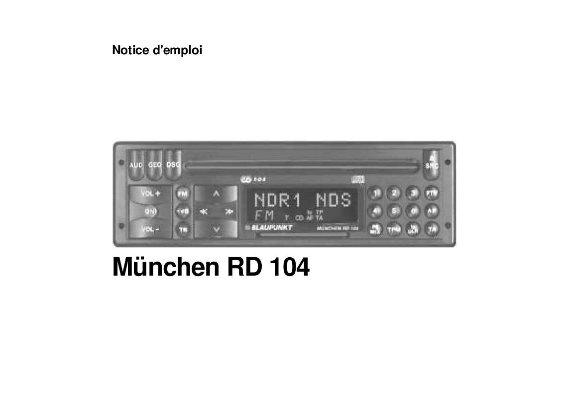 Guide utilisation BLAUPUNKT MNCHEN RD104  de la marque BLAUPUNKT