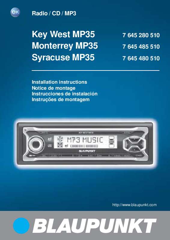 Guide utilisation BLAUPUNKT MONTERREY MP35  de la marque BLAUPUNKT