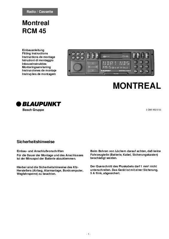 Guide utilisation BLAUPUNKT MONTREAL RCM 45  de la marque BLAUPUNKT
