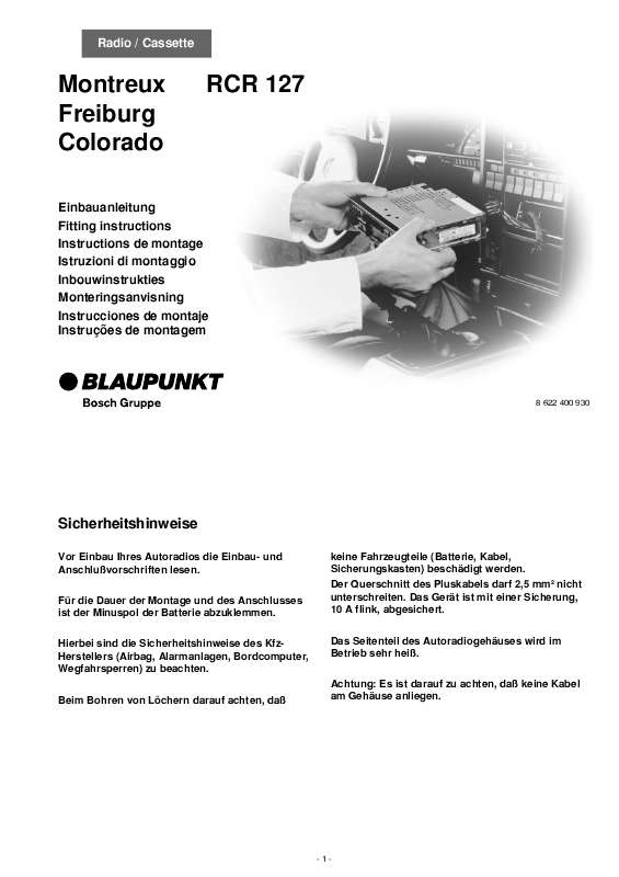 Guide utilisation BLAUPUNKT MONTREUX RCR 127  de la marque BLAUPUNKT