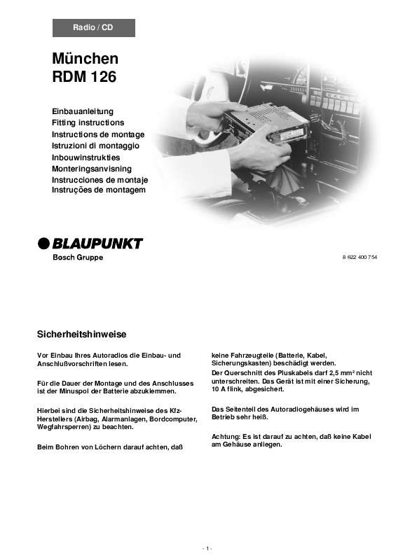 Guide utilisation BLAUPUNKT MUENCHEN RDM 126  de la marque BLAUPUNKT