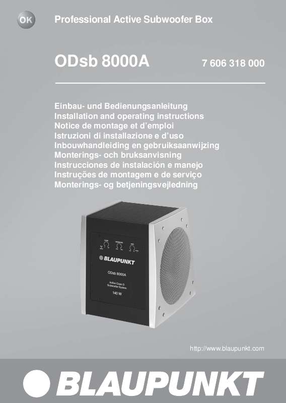 Guide utilisation BLAUPUNKT ODSB 8000A  de la marque BLAUPUNKT