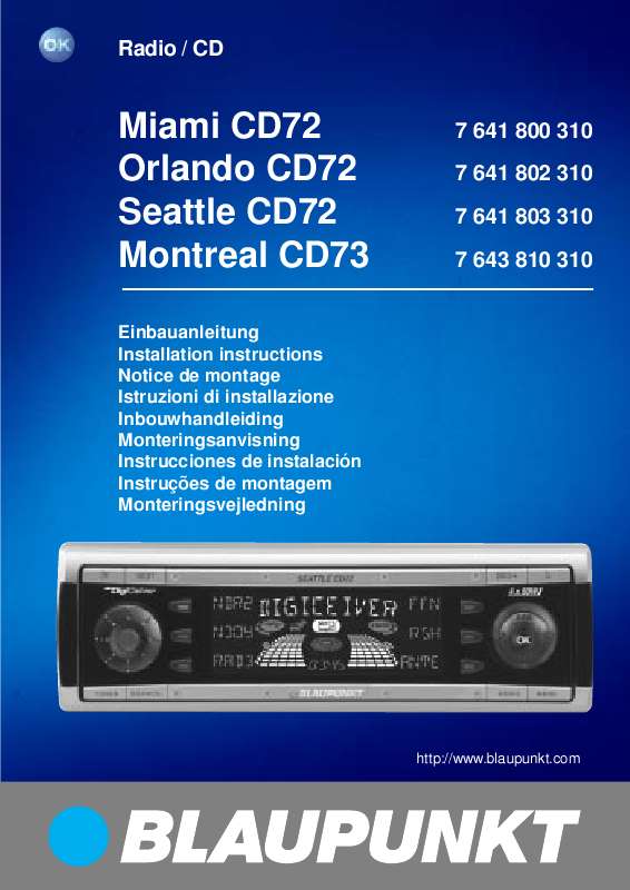 Guide utilisation BLAUPUNKT ORLANDO CD72 EU  de la marque BLAUPUNKT