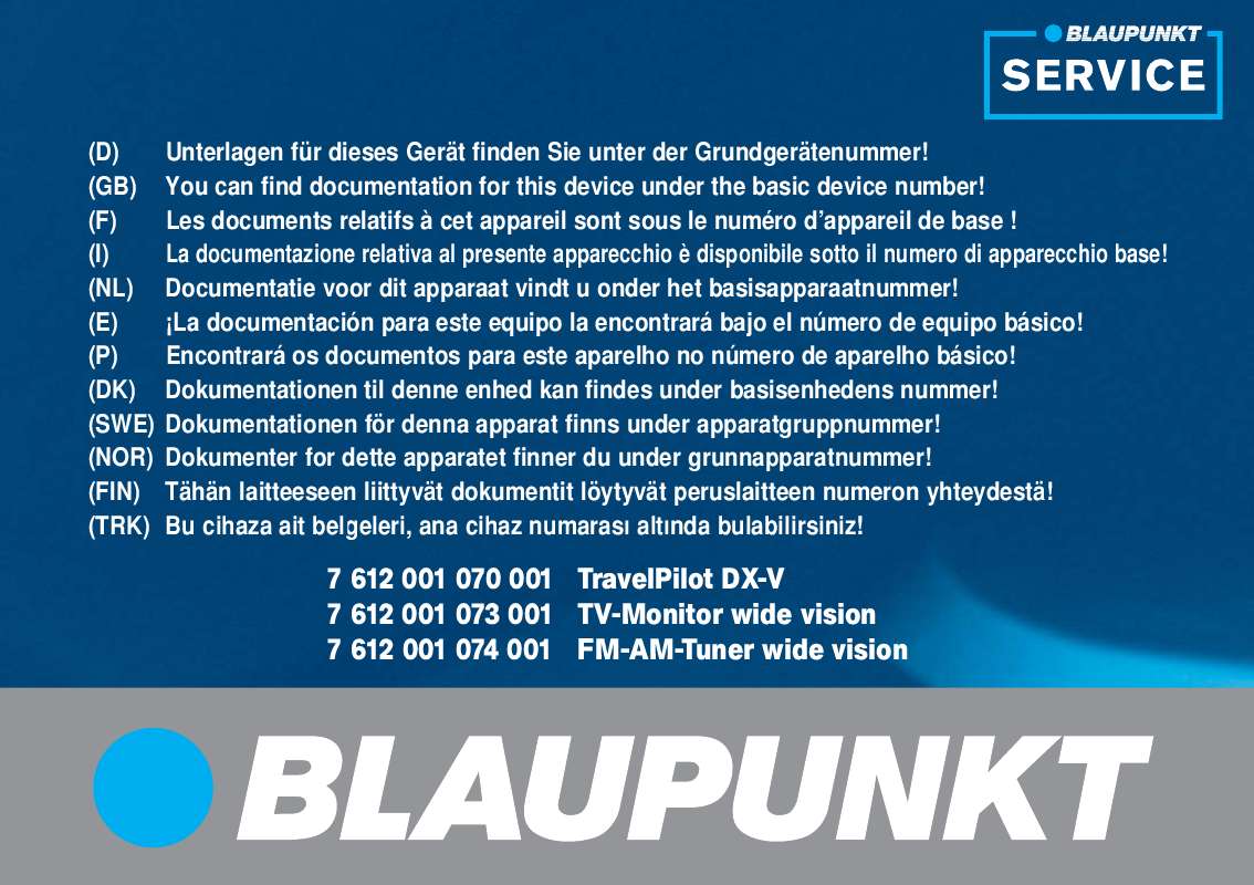 Guide utilisation BLAUPUNKT TP DX-V MULTIMEDIA D  de la marque BLAUPUNKT