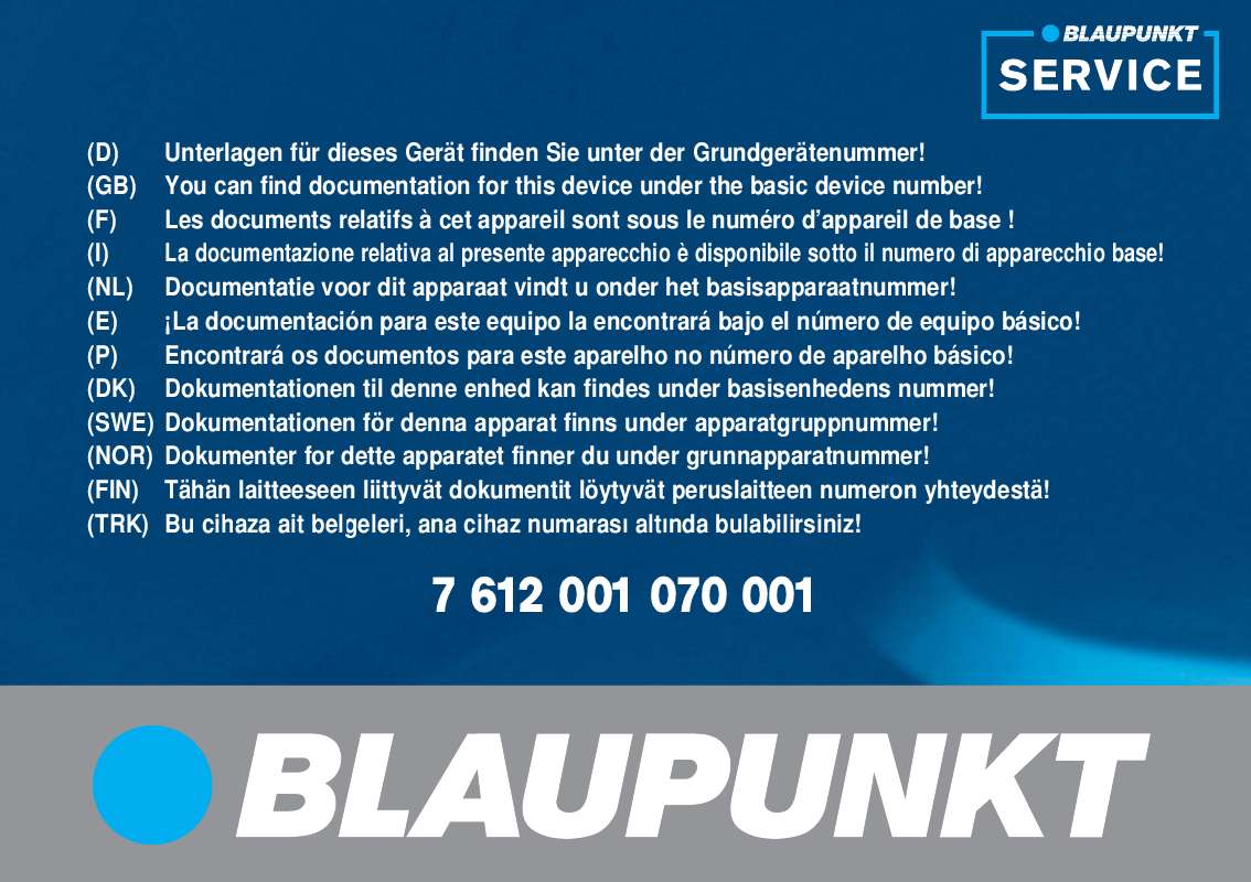 Guide utilisation BLAUPUNKT TP DX-V NAV SKANDINA  de la marque BLAUPUNKT