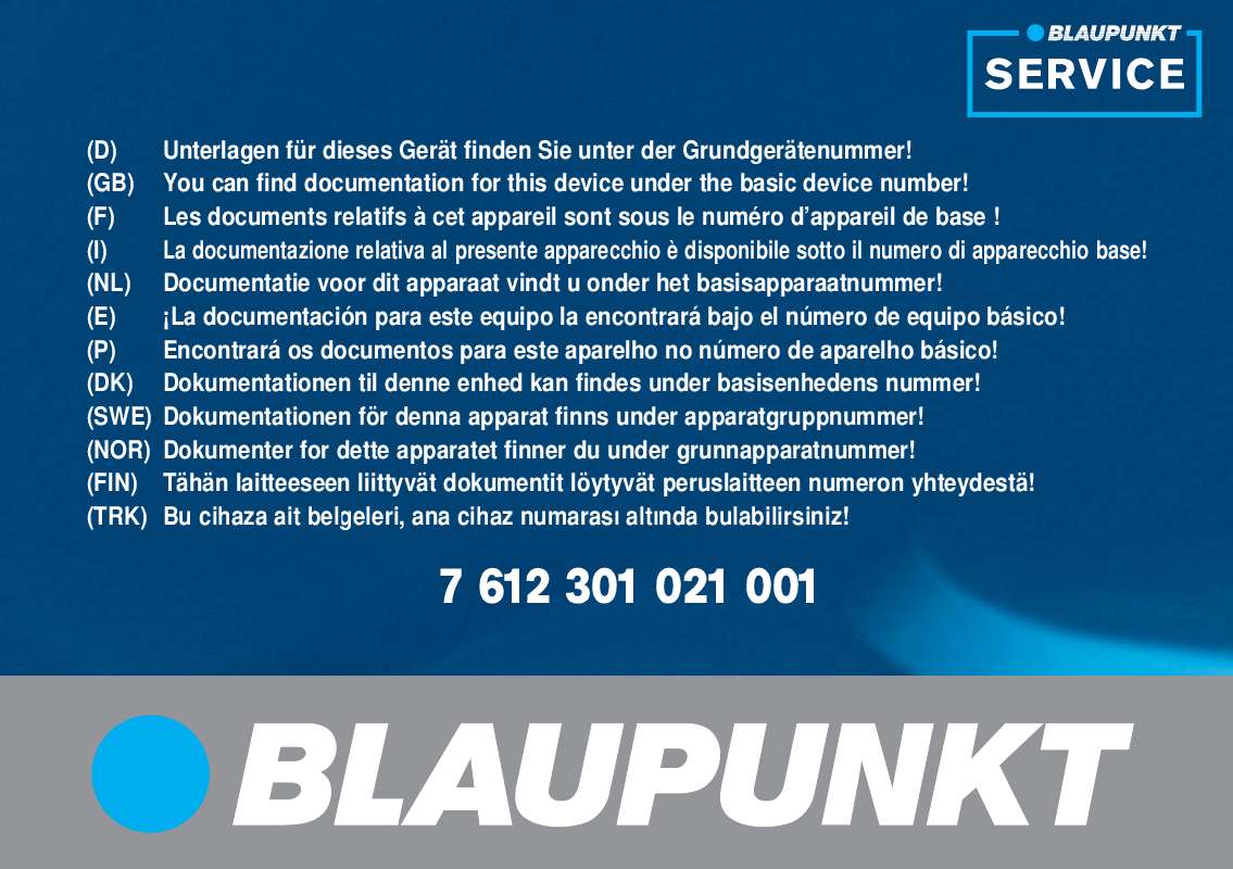 Guide utilisation BLAUPUNKT TP E EXACT MP3 R/R TUERK  de la marque BLAUPUNKT