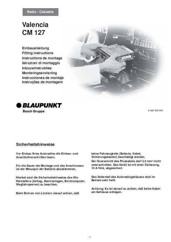 Guide utilisation BLAUPUNKT VALENCIA CM 127  de la marque BLAUPUNKT