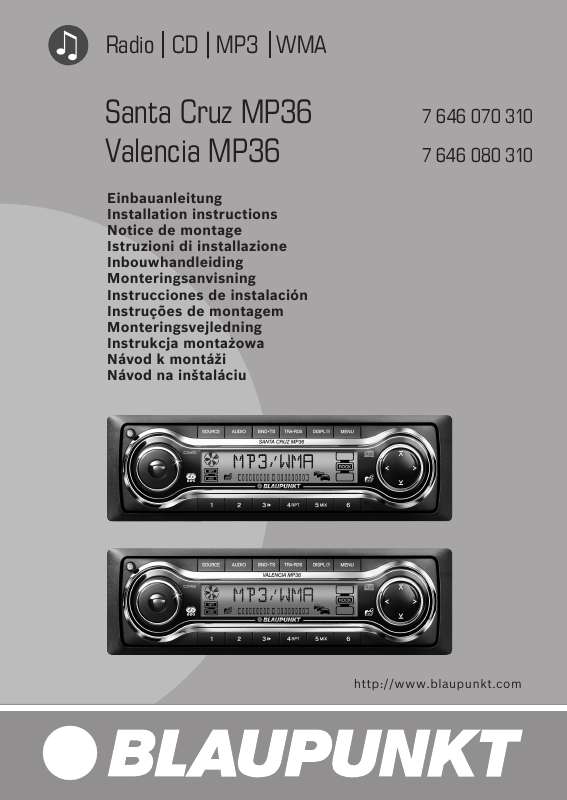 Guide utilisation BLAUPUNKT VALENCIA MP36  de la marque BLAUPUNKT