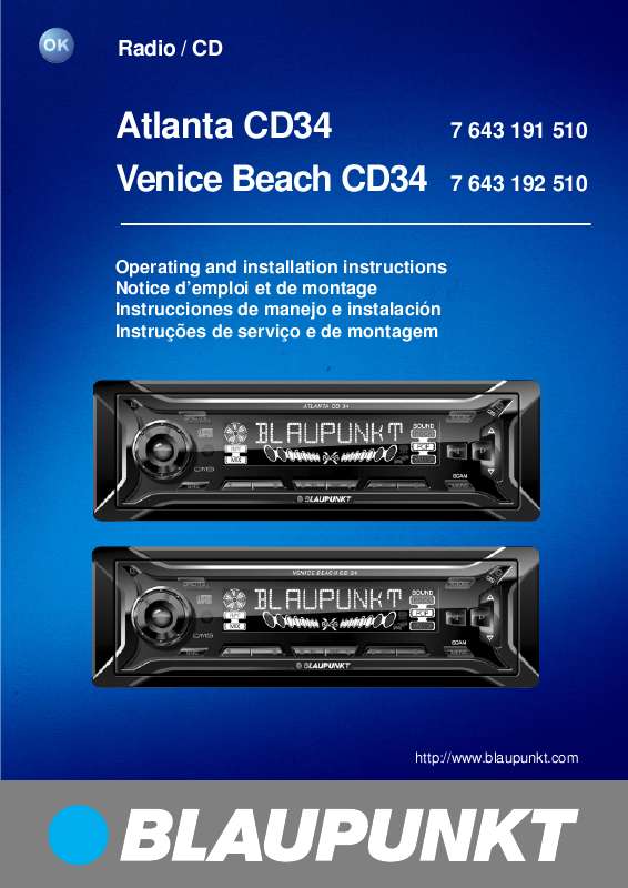 Guide utilisation BLAUPUNKT VENICE BEACH CD34  de la marque BLAUPUNKT