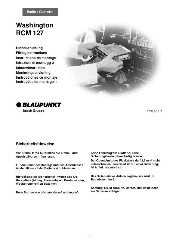 Guide utilisation BLAUPUNKT WASHINGTON RCM 127  de la marque BLAUPUNKT
