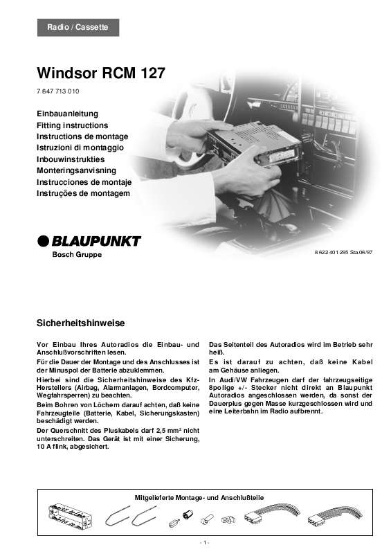 Guide utilisation BLAUPUNKT WINDSOR RCM 127  de la marque BLAUPUNKT