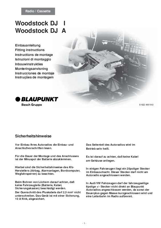 Guide utilisation BLAUPUNKT WOODSTOCK DJ  de la marque BLAUPUNKT