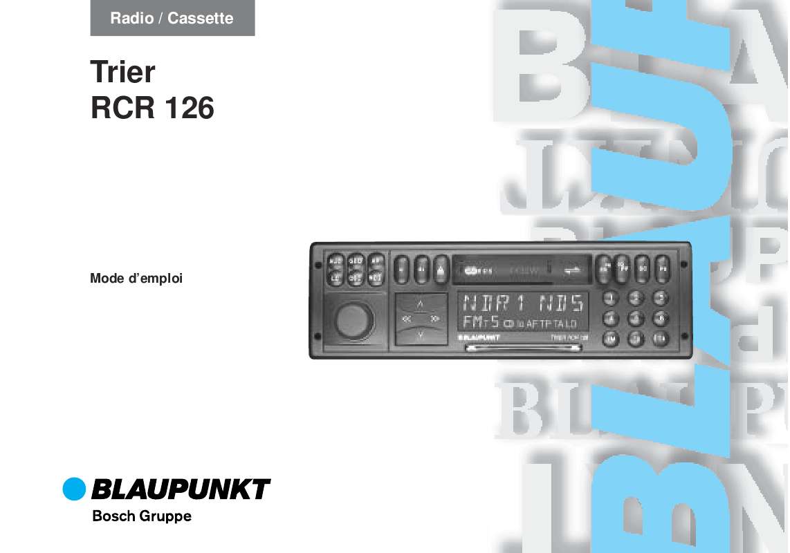 Guide utilisation BLAUPUNKT TRIER RCR 126  de la marque BLAUPUNKT