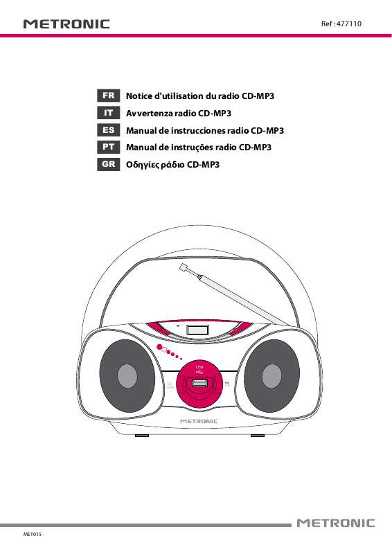 Guide utilisation METRONIC RADIO CD-MP3  de la marque METRONIC