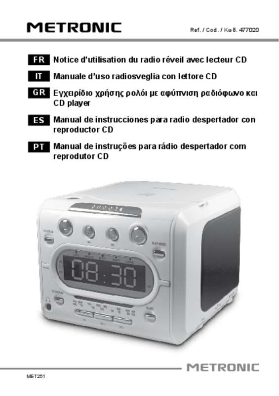 Guide utilisation METRONIC RADIO REVEIL CD  de la marque METRONIC
