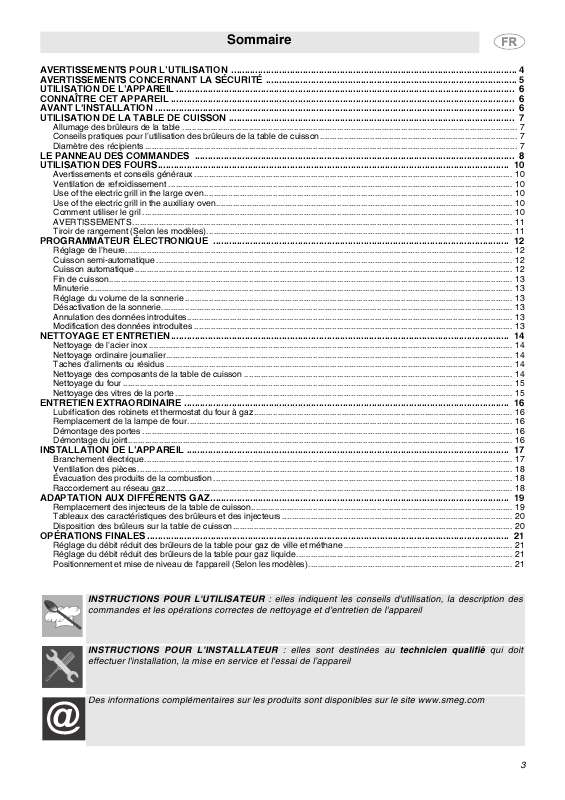 Guide utilisation SMEG SCB92MFA5 de la marque SMEG