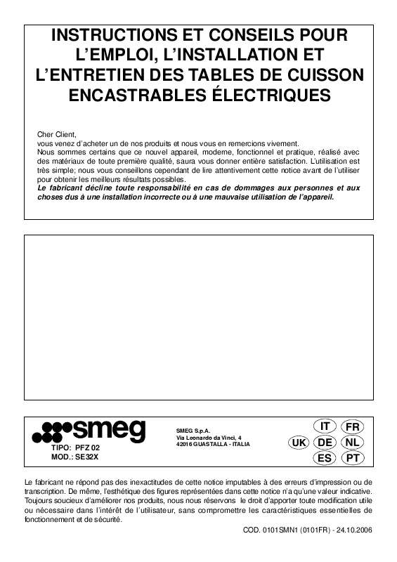 Guide utilisation SMEG SE32X de la marque SMEG