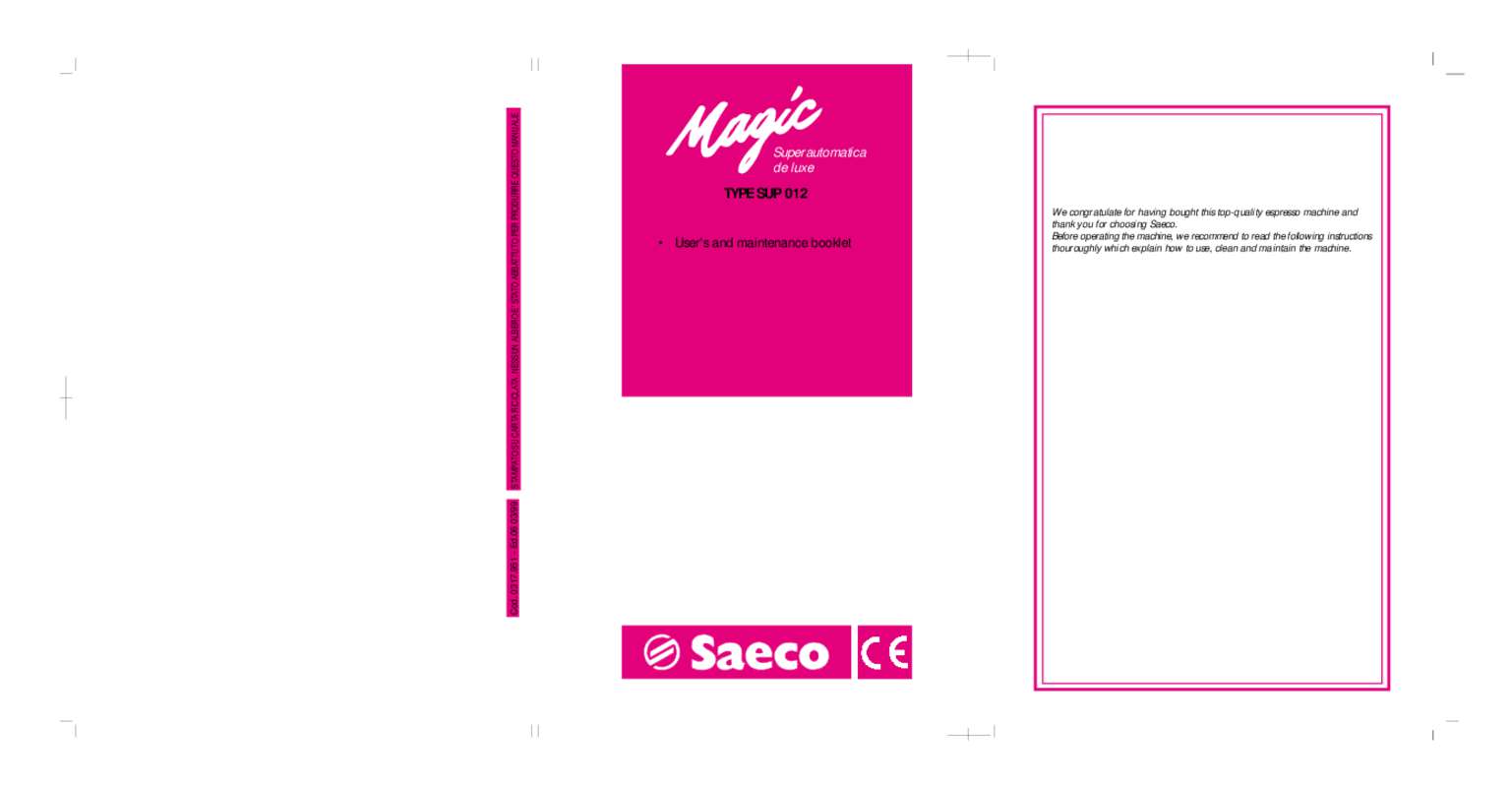 Guide utilisation SAECO MAGIC de la marque SAECO