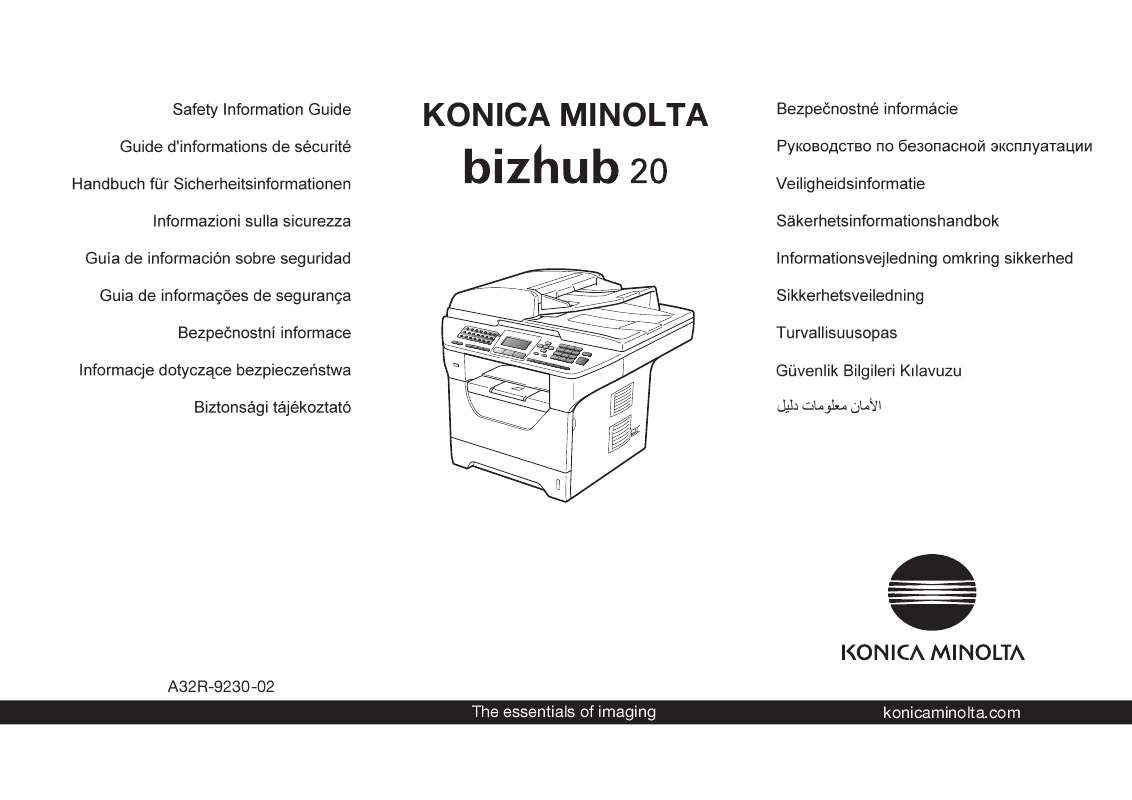 Guide utilisation KONICA MINOLTA BIZHUB 20  de la marque KONICA MINOLTA