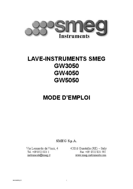 Guide utilisation SMEG GW3050B de la marque SMEG