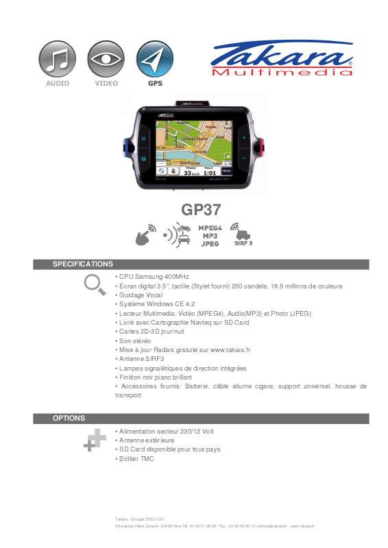 Guide utilisation TAKARA GP37  de la marque TAKARA