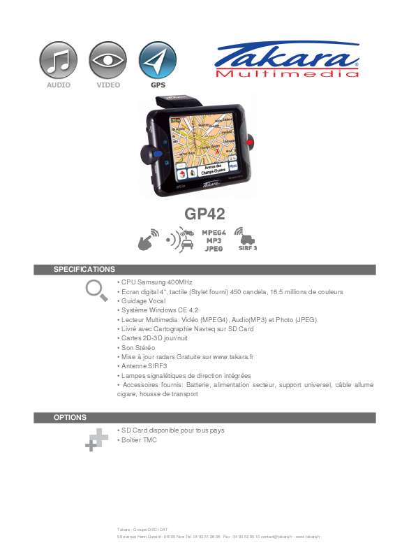 Guide utilisation TAKARA GP42  de la marque TAKARA