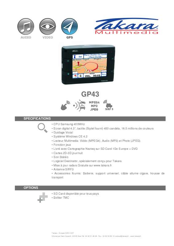 Guide utilisation TAKARA GP43  de la marque TAKARA