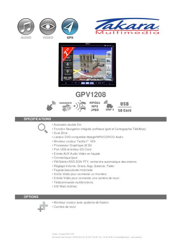 Guide utilisation TAKARA GPV1208  de la marque TAKARA