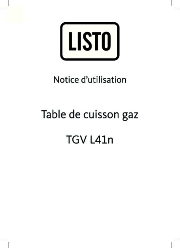 Guide utilisation LISTO TGV L41N de la marque LISTO