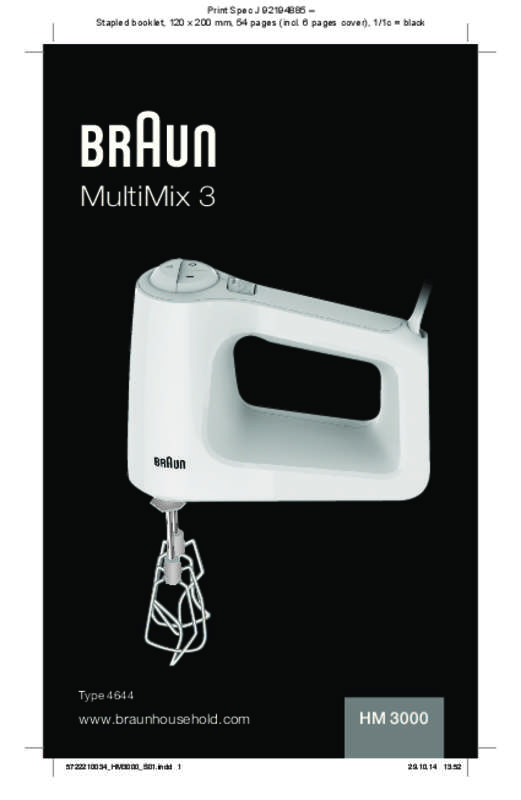 Guide utilisation BRAUN HM3000WH  de la marque BRAUN