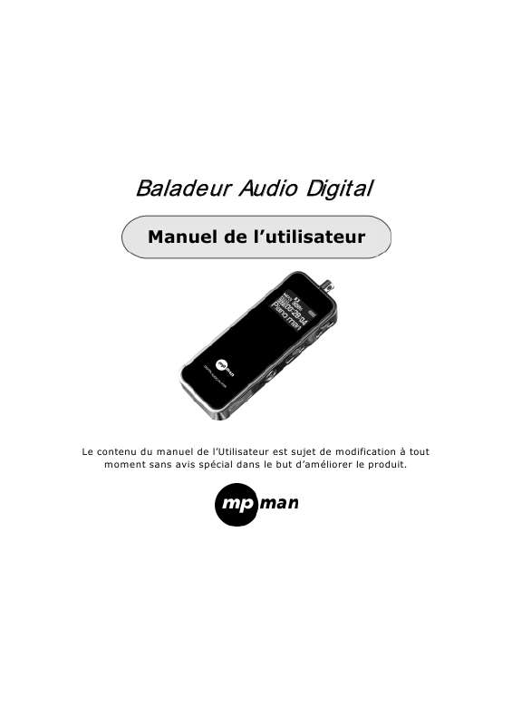 Guide utilisation MPMAN BALADEUR AUDIO DIGITAL  de la marque MPMAN