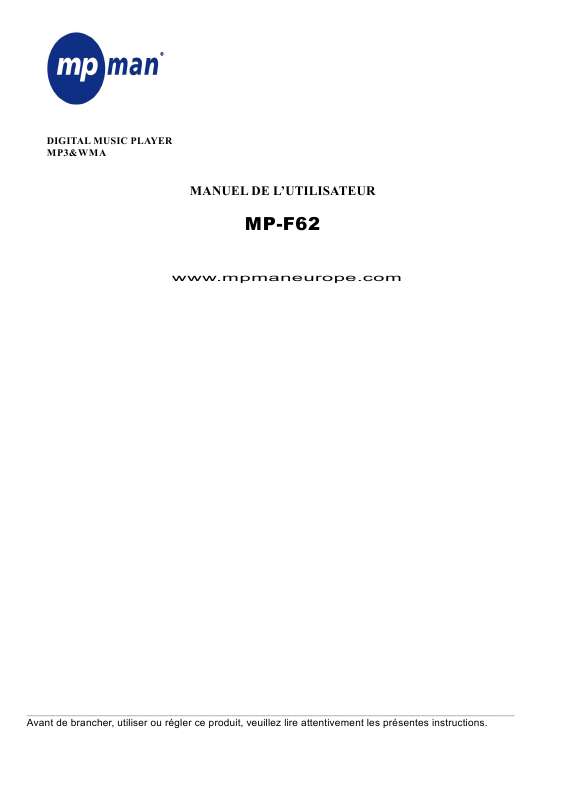 Guide utilisation MPMAN MP-F62  de la marque MPMAN