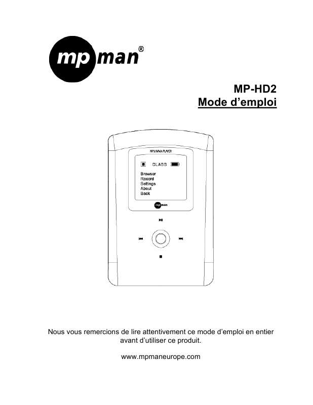Guide utilisation MPMAN MP-HD2  de la marque MPMAN