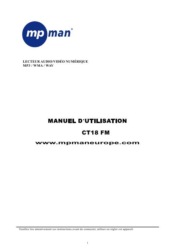 Guide utilisation MPMAN CT18  de la marque MPMAN
