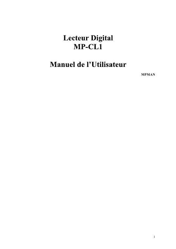 Guide utilisation MPMAN MP-CL1  de la marque MPMAN