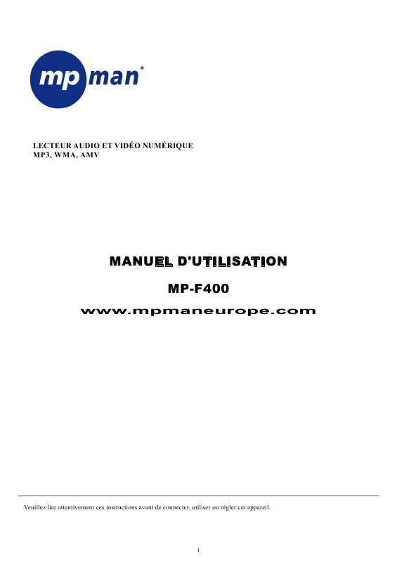 Guide utilisation MPMAN MP-F400  de la marque MPMAN