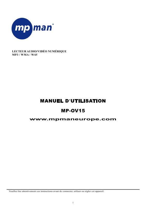 Guide utilisation MPMAN MP-OV15  de la marque MPMAN